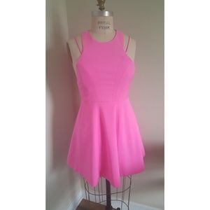 Strappy hot pink flowy dress // homecoming